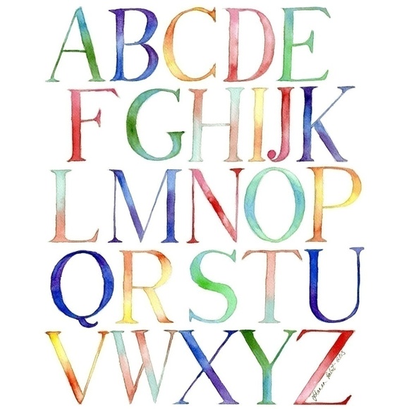 ALPHABET Letters Watercolor Art Print, Artist Johanna Pabst - Picture 3 of 5